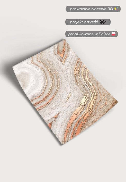 Brązowy Agat Prawy Wzór Rose Gold Plakat 50x70cm