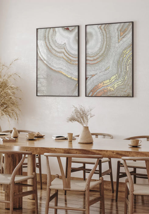 Brązowy Agat Rose Gold Zestaw 2 Plakatów 50x70cm
