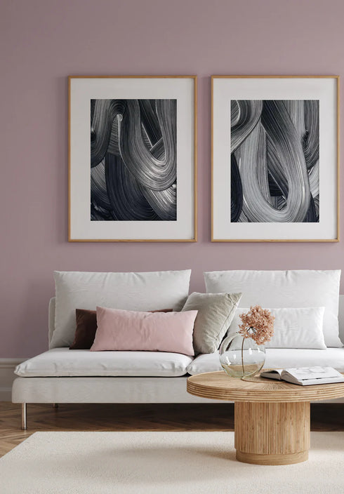 Pociągnięcia Pędzlem Srebrny Zestaw 2 Plakatów 50x70cm