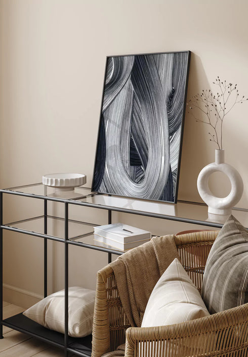 Pociągnięcia Pędzlem Prawy Srebrny Plakat 50x70cm