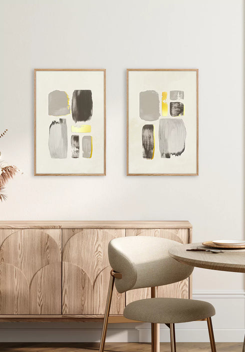 Kremowe Pociągnięcia Pędzlem Złoty Zestaw 2 Plakatów 50x70cm