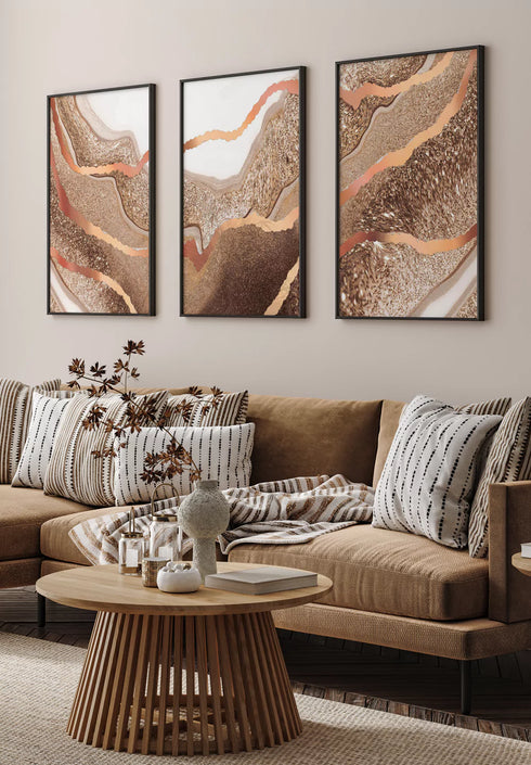 Karmelowy Agat Rose Gold Zestaw 3 Plakatów 50x70cm