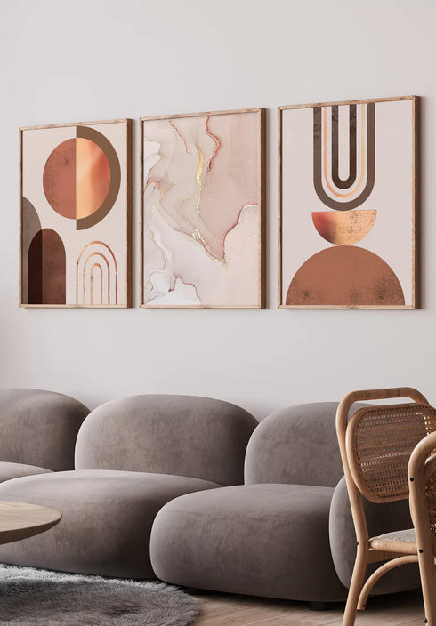 Karmelowy Nugat Rose Gold Zestaw 3 Plakatów 50x70cm