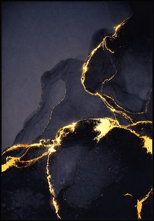 Ciemny Marmur Złoty Plakat 50x70cm