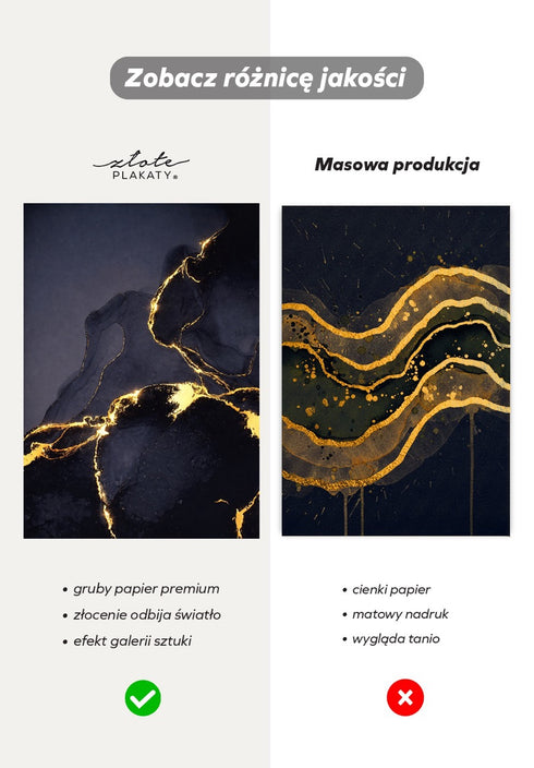 Ciemny Marmur Złoty Plakat 50x70cm