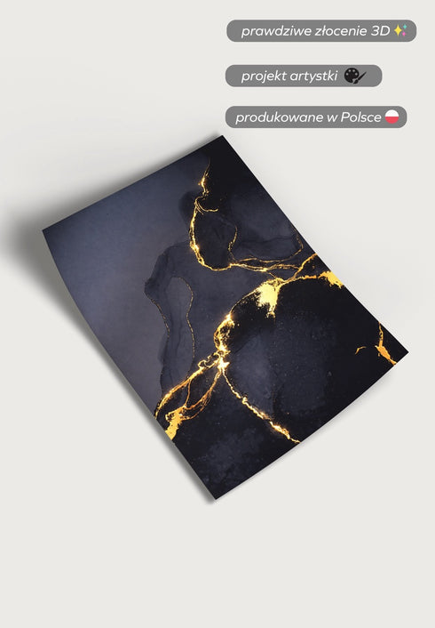 Ciemny Marmur Złoty Plakat 50x70cm
