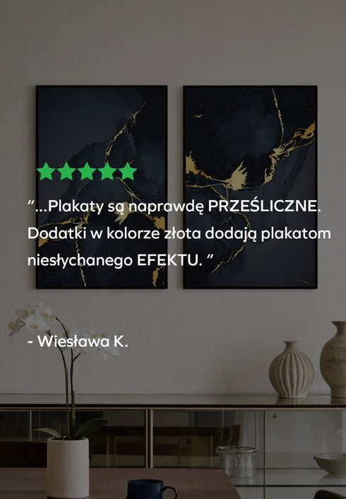 Ciemny Marmur Złoty Plakat 50x70cm