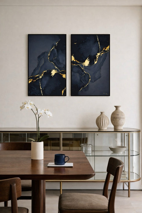 Ciemny Marmur Złoty Plakat 50x70cm