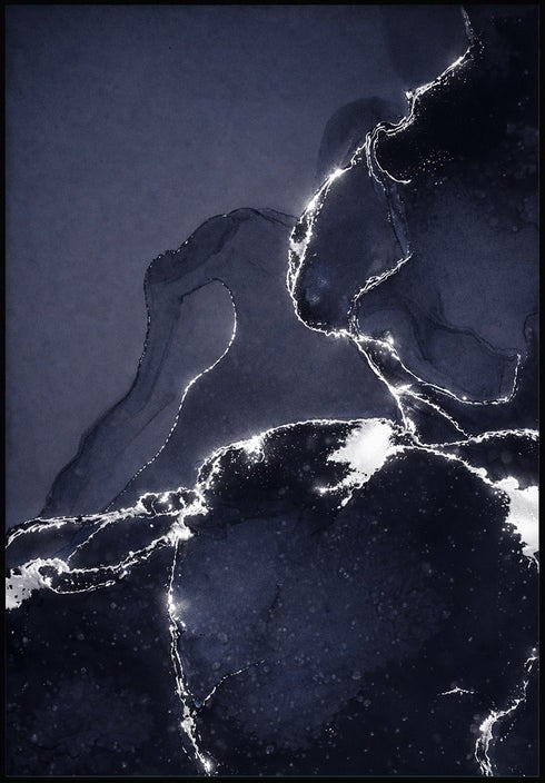 Ciemny Marmur Srebrny Plakat 50x70cm