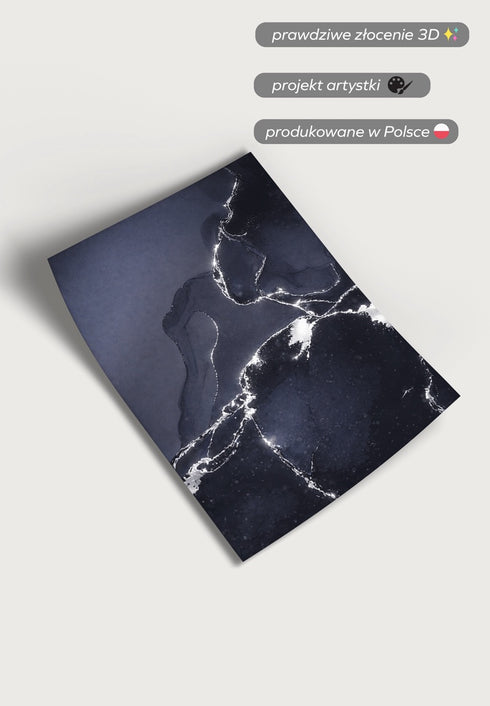 Ciemny Marmur Srebrny Plakat 50x70cm