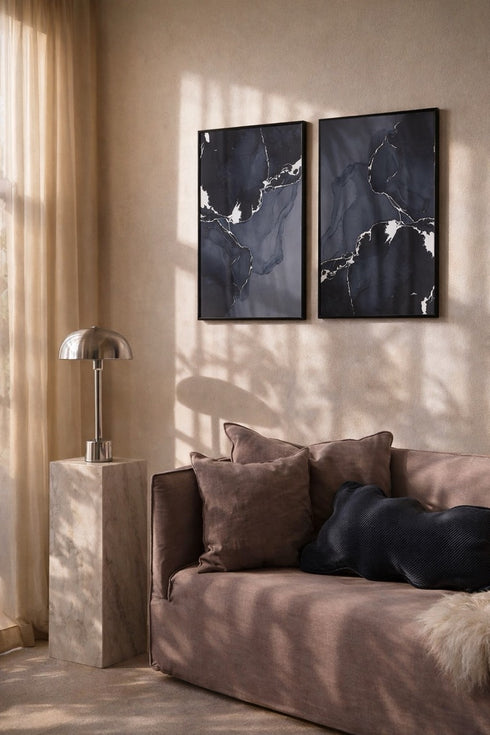 Ciemny Marmur Srebrny Plakat 50x70cm