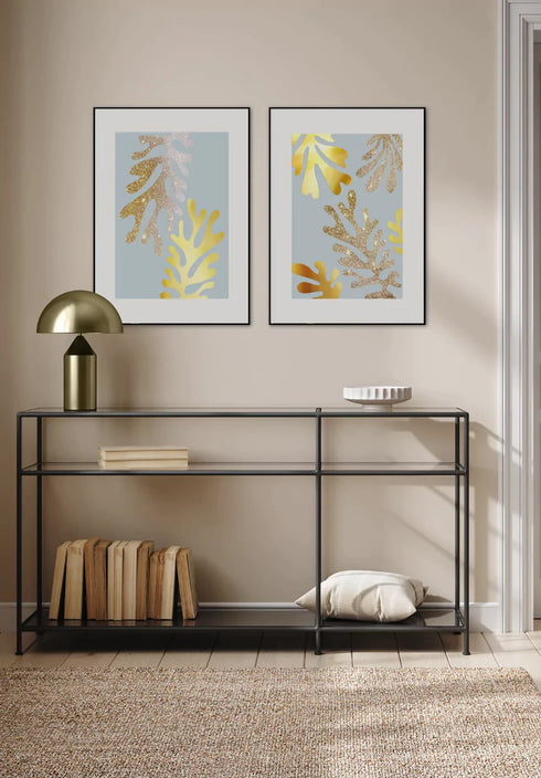 Błyszczący Koral Złoty Zestaw 2 Plakatów 50x70cm