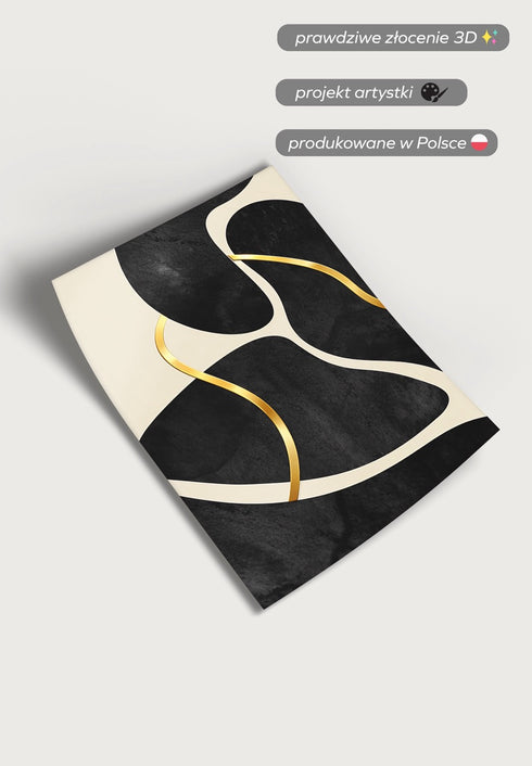 Czarne Kamienie Lewy Złoty Plakat 50x70cm