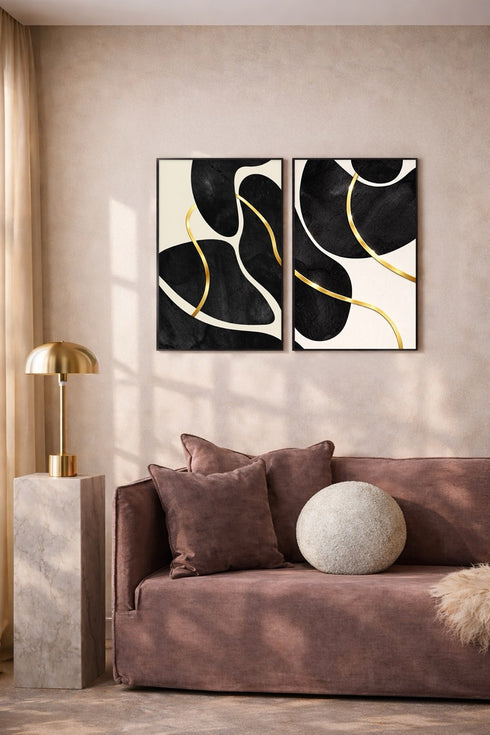 Czarne Kamienie Lewy Złoty Plakat 50x70cm