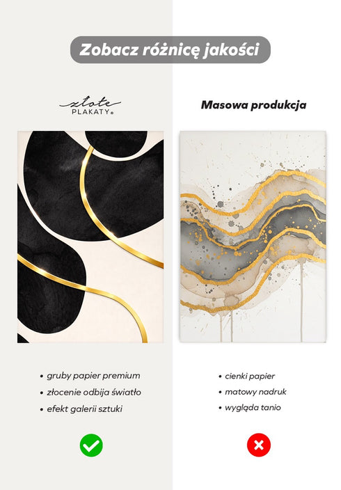 Czarne Kamienie Prawy Złoty Plakat 50x70cm