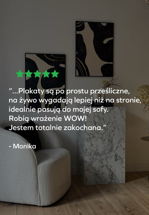 Czarne Kształty Lewy Złoty Plakat 50x70cm
