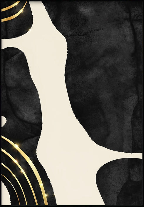 Czarne Kształty Prawy Złoty Plakat 50x70cm