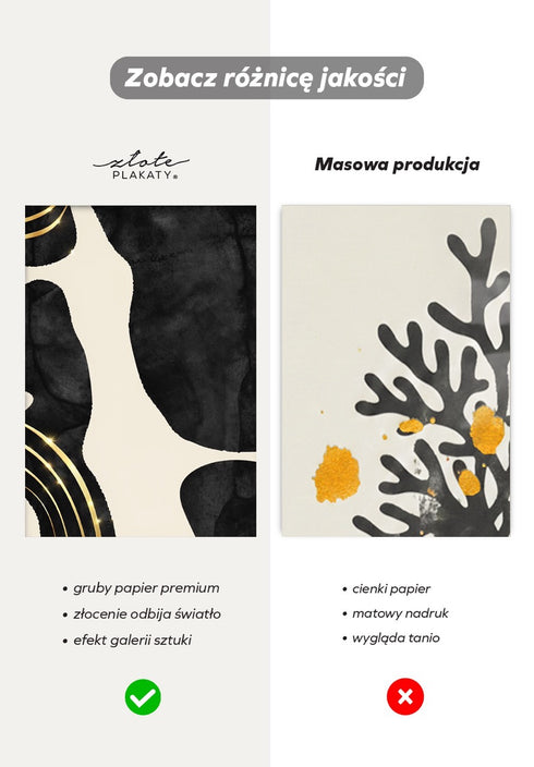 Czarne Kształty Prawy Złoty Plakat 50x70cm