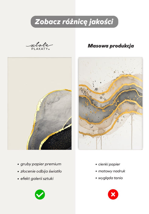 Czarny Agat Lewy Złoty Plakat 50x70cm
