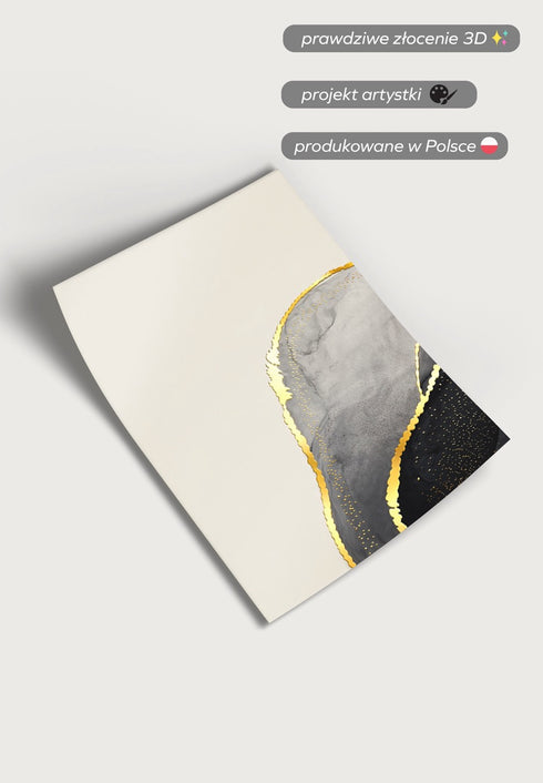 Czarny Agat Lewy Złoty Plakat 50x70cm
