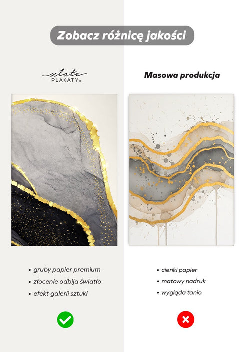 Czarny Agat Prawy Złoty Plakat 50x70cm