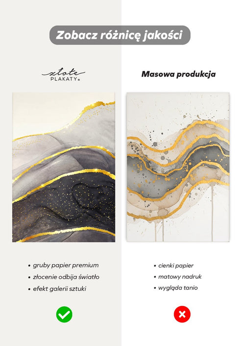 Czarny Agat Środkowy Złoty Plakat 50x70cm