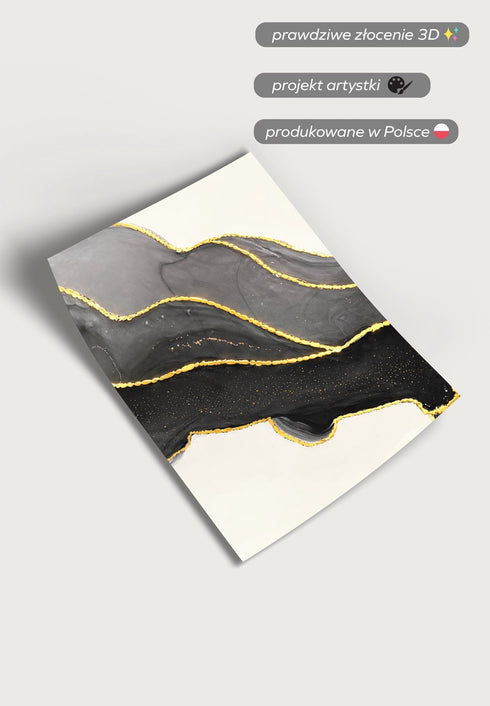 Czarny Kamień Lewy Złoty Plakat 50x70cm