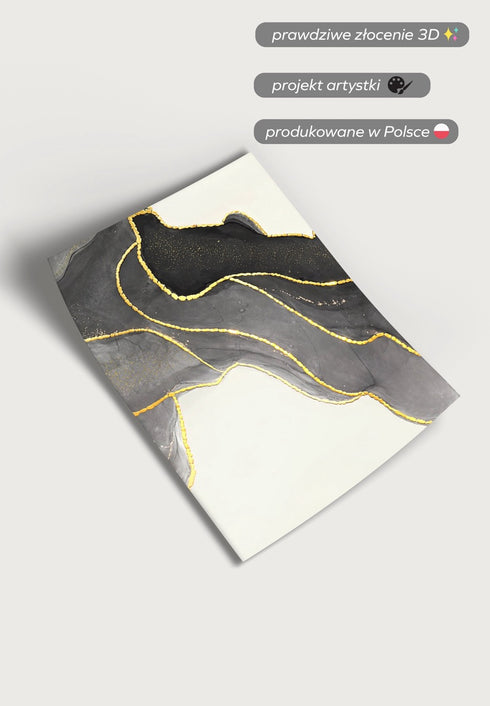 Czarny Kamień Prawy Złoty Plakat 50x70cm