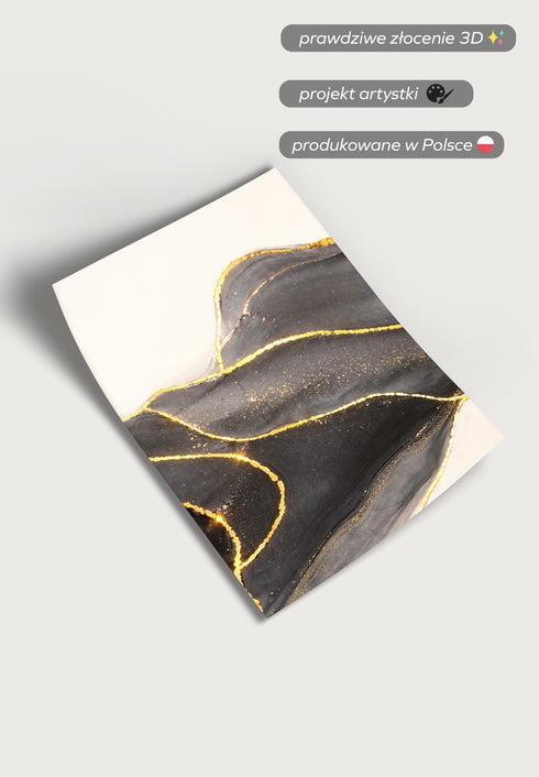 Czarny Kamień Środkowy Złoty Plakat 50x70cm