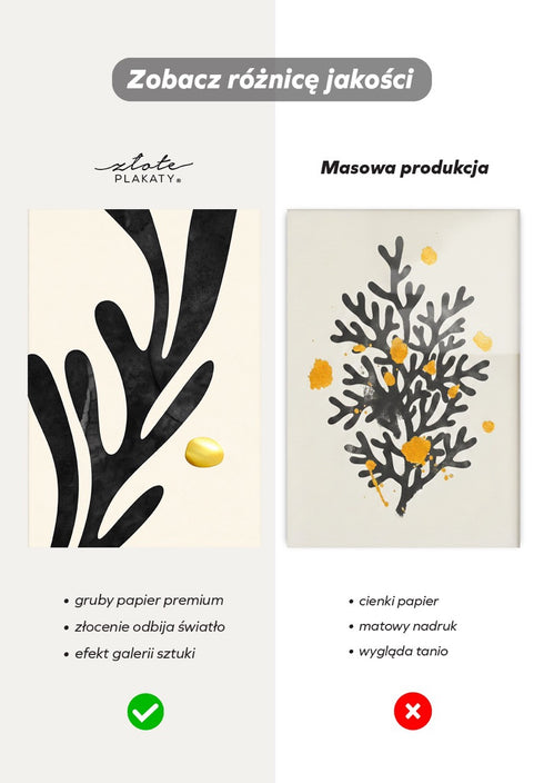 Czarny Liść Złoty Plakat 50x70cm