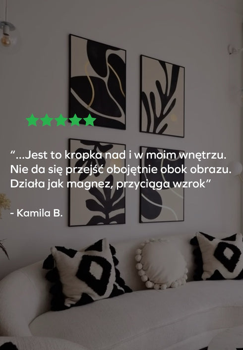 Czarny Liść Złoty Plakat 50x70cm