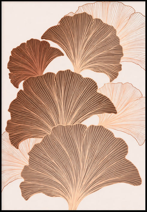 Czekoladowy Miłorząb Lewy Rose Gold Plakat 50x70cm