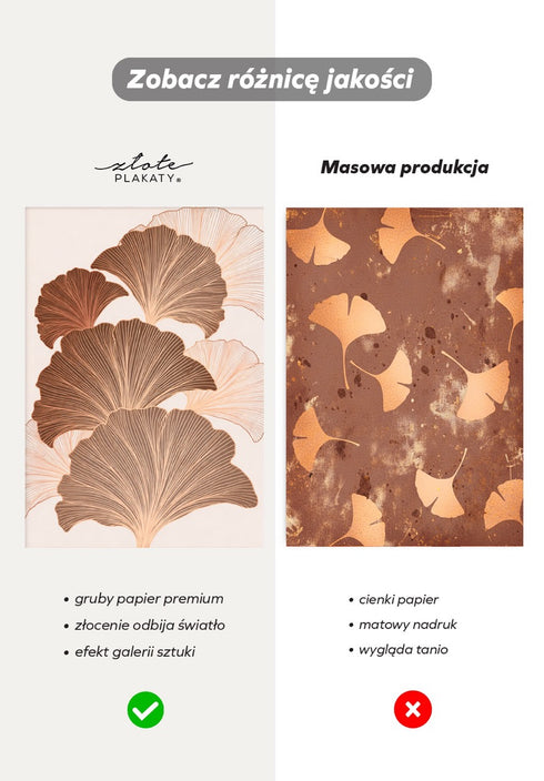 Czekoladowy Miłorząb Lewy Rose Gold Plakat 50x70cm