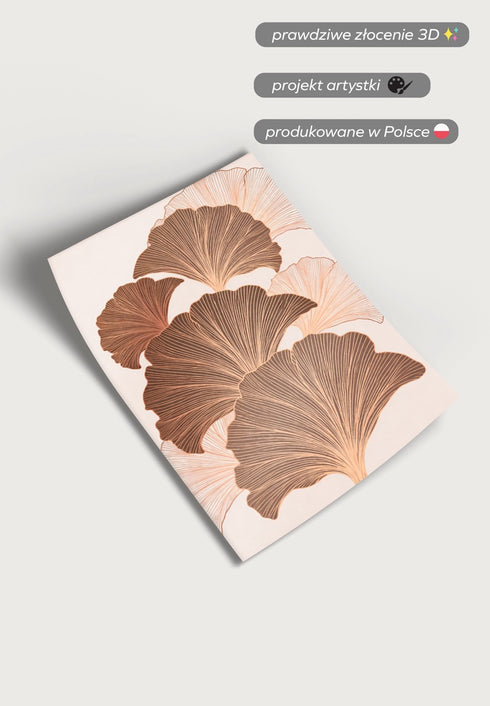 Czekoladowy Miłorząb Lewy Rose Gold Plakat 50x70cm