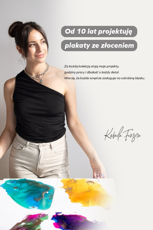 Czekoladowy Miłorząb Lewy Rose Gold Plakat 50x70cm