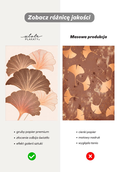 Czekoladowy Miłorząb Prawy Rose Gold Plakat 50x70cm