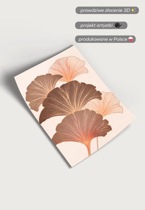 Czekoladowy Miłorząb Prawy Rose Gold Plakat 50x70cm