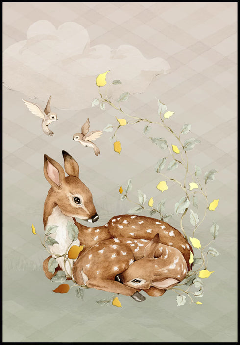 Leśny Jelonek Złoty Plakat 50x70cm