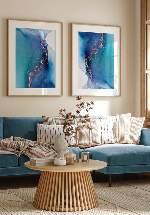 Niebieska farba Rose Gold Zestaw 2 Plakatów 50x70cm