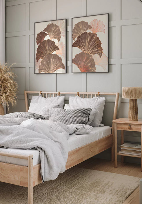 Czekoladowy Miłorząb Rose Gold Plakat Zestaw 2 Plakatów 50x70cm