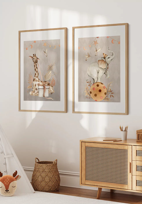 Boho Żyrafa Rose Gold Zestaw 2 Plakatów 50x70cm