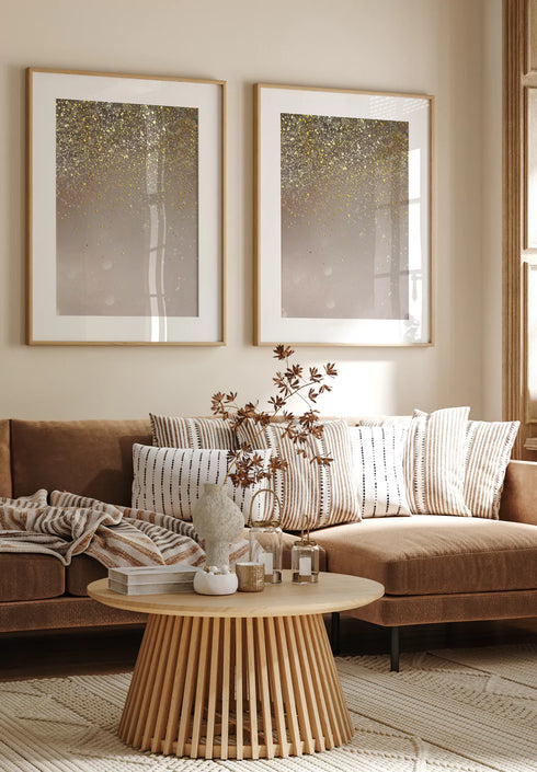 Beżowy Brokat Złoty Zestaw 2 Plakatów 50x70cm