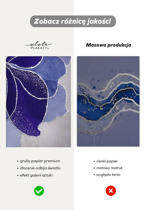 Granatowy Lotos Lewy Srebrny Plakat 50x70cm