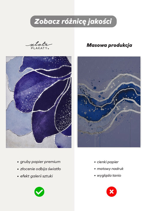 Granatowy Lotos Prawy Srebrny Plakat 50x70cm