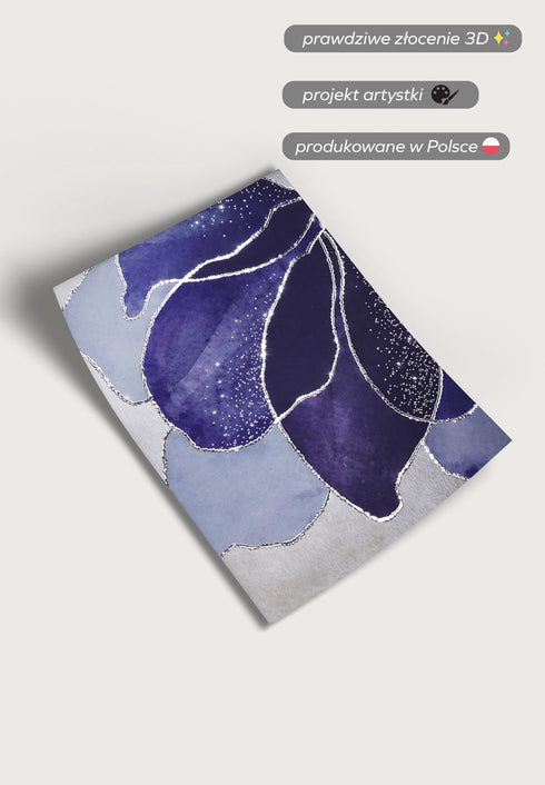 Granatowy Lotos Prawy Srebrny Plakat 50x70cm