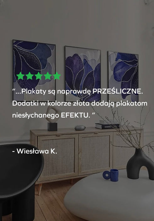 Granatowy Lotos Prawy Srebrny Plakat 50x70cm