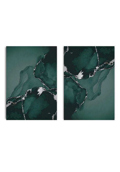 Zielony Marmur Srebrny Zestaw 2 Plakatów 50x70cm