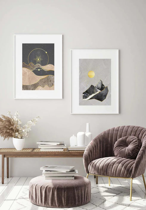 Kosmiczna Abstrakcja Złoty Zestaw 2 Plakatów 50x70cm