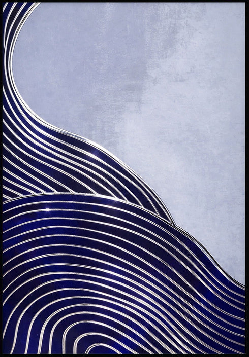 Japandi Line Art Prawy Srebrny Plakat 50x70cm