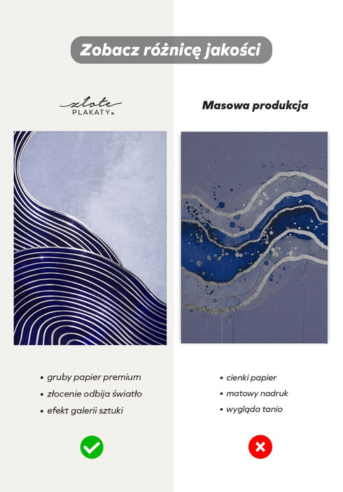 Japandi Line Art Prawy Srebrny Plakat 50x70cm